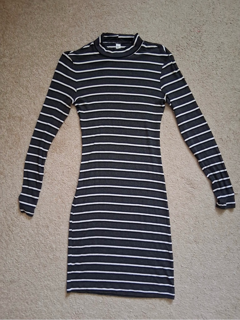 American Apparel Black and White Striped Long-Sleeve Bodycon Dress